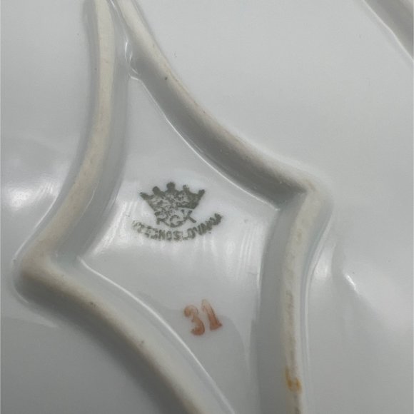 Rudolf Kampf Grunlas Czechoslovakia Porcelain Serving Platter 13" Crown Mark - Picture 5 of 5